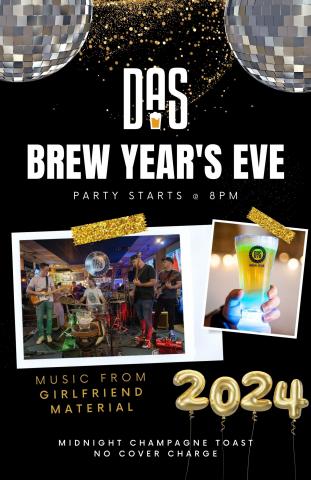 NEW YEARS EVE PARTY COMPLIMENTARY CHAMPAGNE DAS BEER GARDEN ABACOA LIVE MUSIC SPECIALS