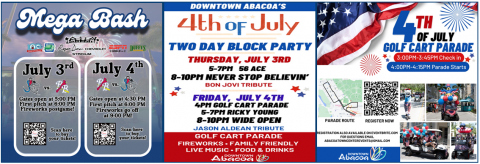 abacoa baseball mega bash block party 4th july live music amphitheater golf cart parade ricky young jason aldeen tribute town of jupiter fireworks family fun kids activities 