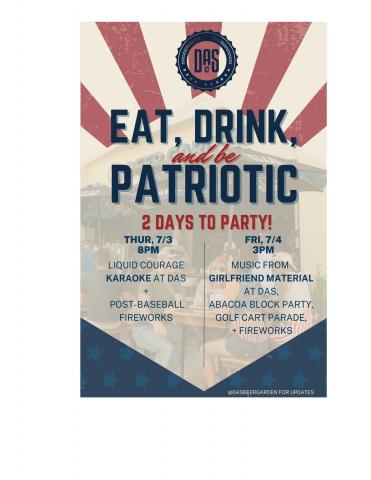das beergarden 4th july girlfreind material live music local band abacoa block party golf cart parade fireworks 